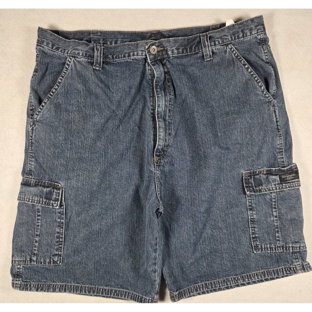 Wrangler Authentics Mens Cargo Shorts Size 42 Blue Denim 60 Lgwds 100%